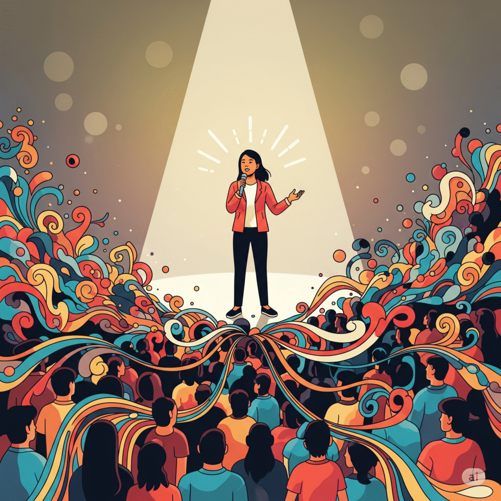 Abstract illustration of personal growth and social connection through documenting life